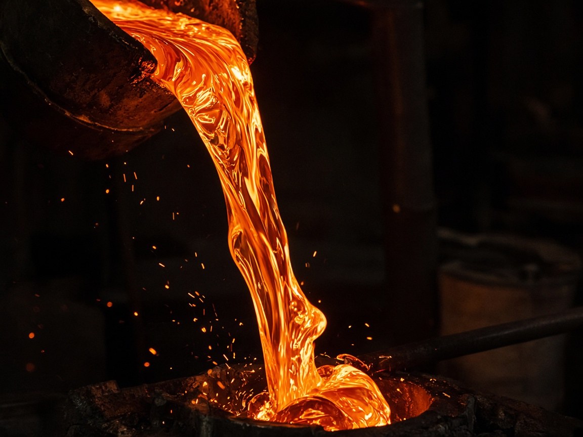 Hot glass being worked at the glory hole